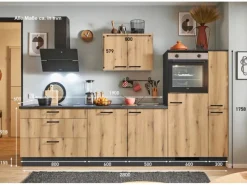 Pino Küchenzeile 290 cm Evoke Eiche Anschlag rechts 1 Geräte-. 1 Seitenschrank< Kochfelder