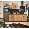 Pino Küchenzeile 260 cm Evoke Eiche Anschlag links 1 Geräteschrank Grafit< Kühlschränke