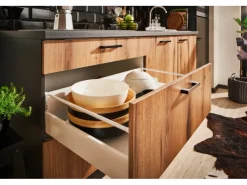 Pino Küchenzeile 260 cm Evoke Eiche Anschlag links 1 Geräteschrank Grafit< Kühlschränke