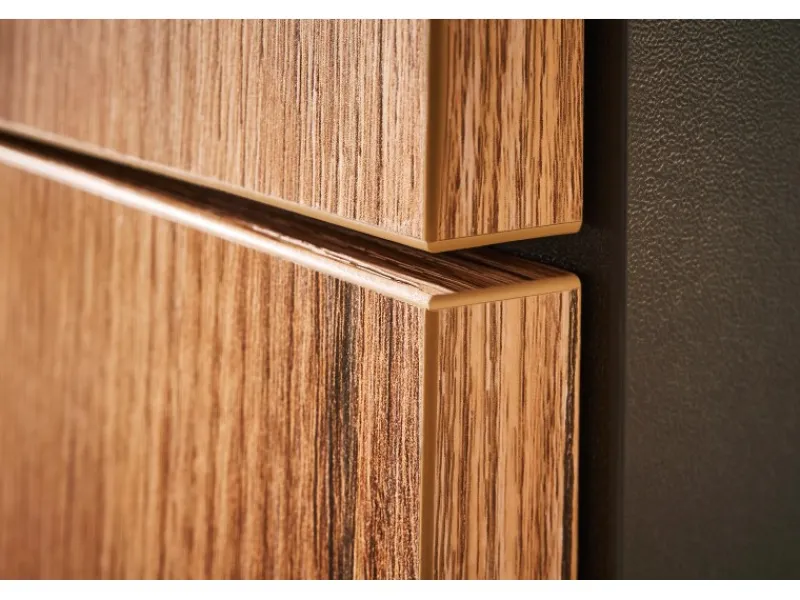 Pino Küchenzeile 260 cm Evoke Eiche Anschlag links 1 Geräteschrank Grafit< Kühlschränke