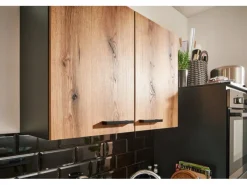 Pino Küchenzeile 260 cm Evoke Eiche Anschlag links 1 Geräteschrank Grafit< Kühlschränke