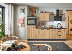 Pino Küchenzeile 270 cm Evoke Eiche Anschlag links 1 Geräteschrank< Kochfelder