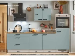 Pino Kühlschränke<Küchenzeile 270 cm Fjordgrün Anschlag rechts 1 Geräteschrank