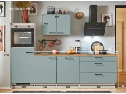 Pino Kühlschränke<Küchenzeile 250 cm Fjordgrün Anschlag links 1 Geräteschrank
