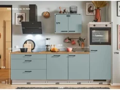 Pino Kühlschränke<Küchenzeile 260 cm Fjordgrün Anschlag rechts 1 Geräteschrank