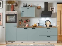 Pino Kühlschränke<Küchenzeile 260 cm Fjordgrün Anschlag links 1 Geräteschrank