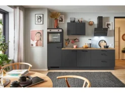 Pino Küchenzeile 270 cm Grafit Anschlag links 1 Geräteschrank< Kühlschränke