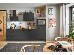 Pino Kühlschränke<Küchenzeile 270 cm Grafit Anschlag rechts 1 Geräteschrank