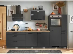 New Pino Küchenzeile 280 cm Grafit Anschlag rechts 1 Geräte-. 1 Seitenschrank
