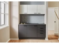 Pino Küchenzeile 160 cm Grafit Anschlag links< Kühlschränke