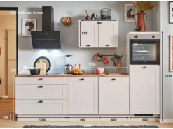 Pino Küchenzeile 280 cm Kaschmirgrau Matt Anschlag rechts 1 Geräteschrank< Kühlschränke