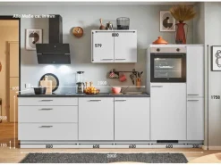 Pino Küchenzeile 290 cm Lichtgrau Anschlag rechts 1 Geräte-. 1 Seitenschrank< Kühlschränke