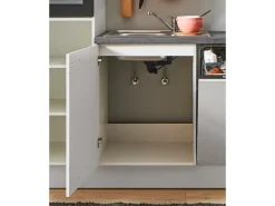 Pino Küchenzeile 300 cm Lichtgrau Anschlag links 1 Geräte-. 1 Seitenschrank< Kochfelder