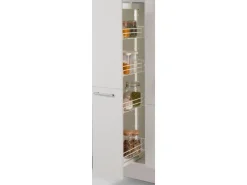 Clearance Pino Küchenzeile 280 cm Lichtgrau Hochglanz Anschlag links 1 Geräteschrank