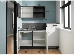 Pino Kühlschränke<Küchenzeile 180 cm Lichtgrau Anschlag rechts 1 Geräteschrank