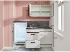 Online Pino Küchenzeile 180 cm Pastellblau Anschlag links 1 Geräteschrank