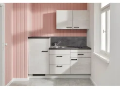 Online Pino Küchenzeile 180 cm Pastellblau Anschlag links 1 Geräteschrank