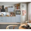Pino Kühlschränke<Küchenzeile 250 cm Pastellblau Anschlag rechts 1 Geräteschrank
