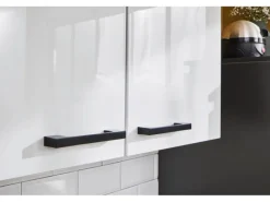 Pino Kühlschränke<Küchenzeile 260 cm Steingrau Hochglanz Anschlag links 1 Geräteschrank