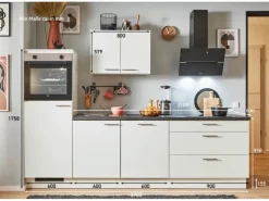 Pino Küchenzeile 270 cm Weiß Anschlag links 1 Geräteschrank< Kochfelder