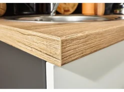 Pino Kochfelder<Küchenzeile 180 cm Weiß Anschlag rechts 1 Geräteschrank