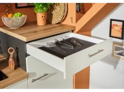 Pino Kochfelder<Küchenzeile 180 cm Weiß Anschlag rechts 1 Geräteschrank