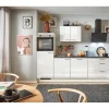 Pino Küchenzeile 270 cm Weiß Hochglanz Anschlag links 1 Geräteschrank< Kühlschränke