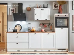 Pino Küchenzeile 280 cm Weiß matt Anschlag rechts 1 Geräteschrank< Kühlschränke