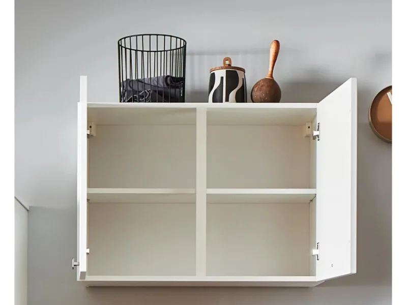 Pino Küchenzeile 280 cm Weiß matt Anschlag rechts 1 Geräteschrank< Kühlschränke