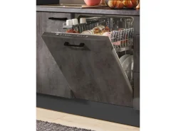 Pino Winkelküchen<Küchenzeile 370cm Beton Grafitgrau Anschlag L 1 Geräte-, 1 Apothekerschrank