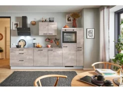 Pino Kühlschränke<Küchenzeile 280cm Beton Perlgrau Anschlag rechts 1 Geräte-. 1 Seitenschrank