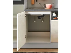 Pino Winkelküchen<Küchenzeile 280cm Beton Weißgrau Anschlag L 1 Geräte-, 1 Apothekerschrank