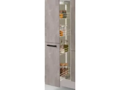 New Pino Küchenzeile 280cm Beton Perlgrau Anschlag R 1 Geräte-, 1 Apothekerschrank