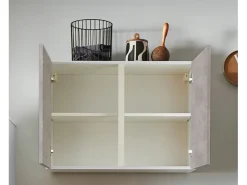 Pino Winkelküchen<Küchenzeile 300cm Beton Perlgrau Anschlag L 1 Geräte-, 1 Apothekerschrank