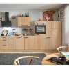 Sale Pino Küchenzeile 340cm Eiche Aviva Anschlag rechts 1 Geräte-, 1 Apothekerschrank