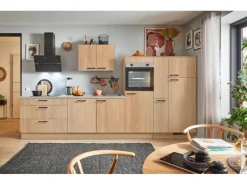 Discount Pino Küchenzeile 360cm Eiche Aviva Anschlag rechts 1 Geräte-, 1 Apothekerschrank