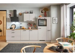 Outlet Pino Küchenzeile 310cm Kaschmirgrau Anschlag rechts 1 Geräte-, 1Apothekerschrank