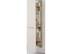 Pino Kühlschränke<Küchenzeile 340cm Kaschmirgrau Anschlag links 1 Geräte-, 1 Apothekerschrank