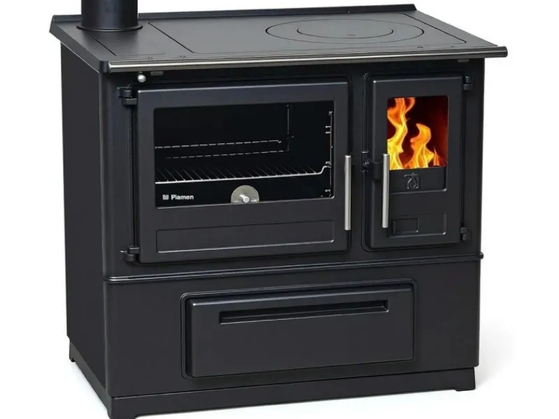 Plamen Herde<Küchenofen Holzherd Slavonac Schwarz Linke Version und 8 kW