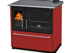 Hot Plamen Küchenofen Holzherd 850 Glas Rot Rechte Version und 8 kW