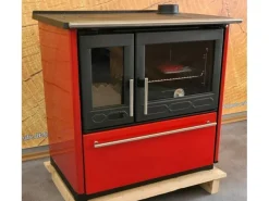 Hot Plamen Küchenofen Holzherd 850 Glas Rot Rechte Version und 8 kW