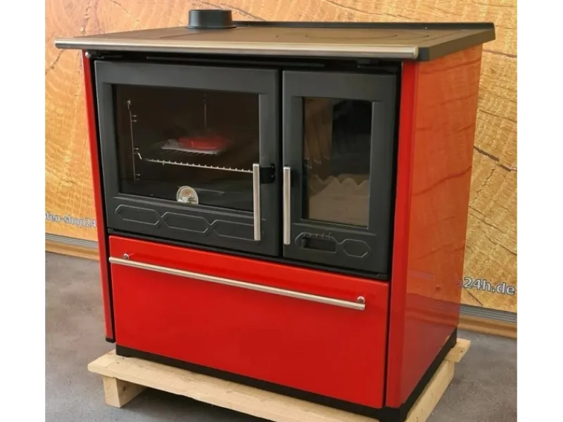 Plamen Herde<Küchenofen Holzherd 850 Glas Rot Linke Version und 8 kW