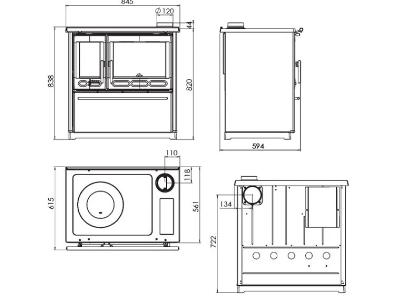 Plamen Herde<Küchenofen Holzherd 850 Glas Creme Linke Version und 8 kW