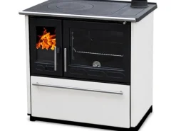 Hot Plamen Küchenofen Holzherd 850 Glas Weiß Rechte Version und 8 kW