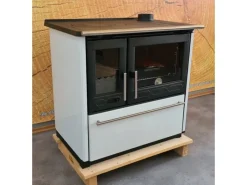 Hot Plamen Küchenofen Holzherd 850 Glas Weiß Rechte Version und 8 kW