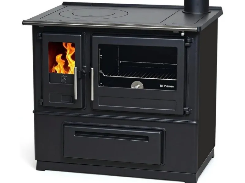 Plamen Küchenofen Holzherd Slavonac Schwarz Rechte Version und 8 kW< Herde