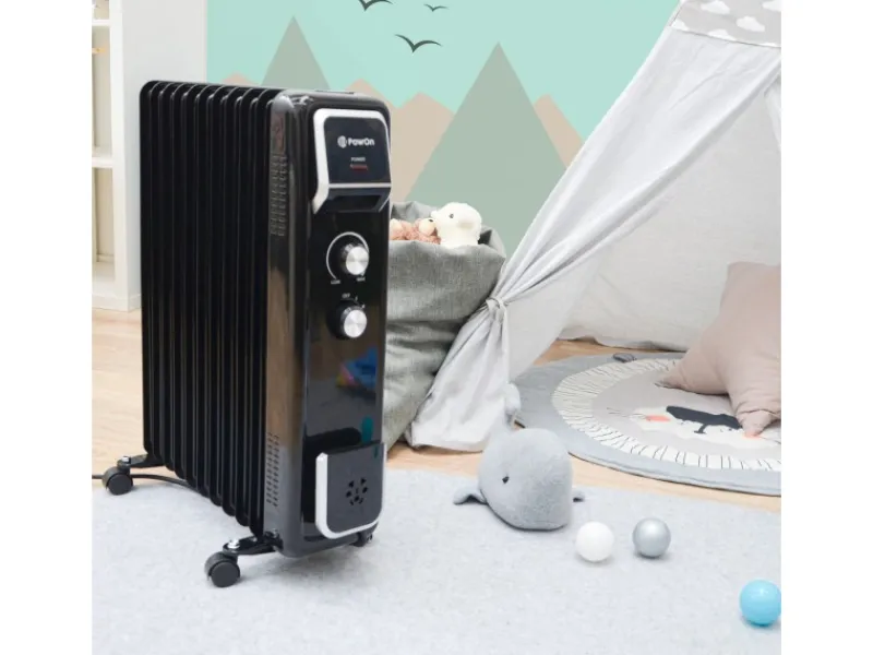 PowOn Ölradiator 1000-2500 Watt 11 Rippen mit Wäschetrockner & Luftbefeuchter< Wäschetrockner