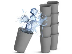 Online ProHome Becher Kunststoff Grau 0,2 Liter 8er Pack