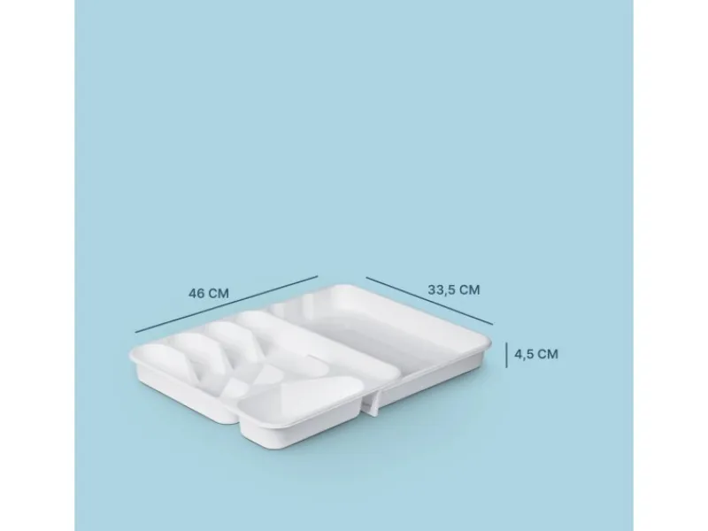 ProHome Besteckkasten 33,5 x 26 x 4,5 cm Weiß Ausziehbar< Besteckkästen