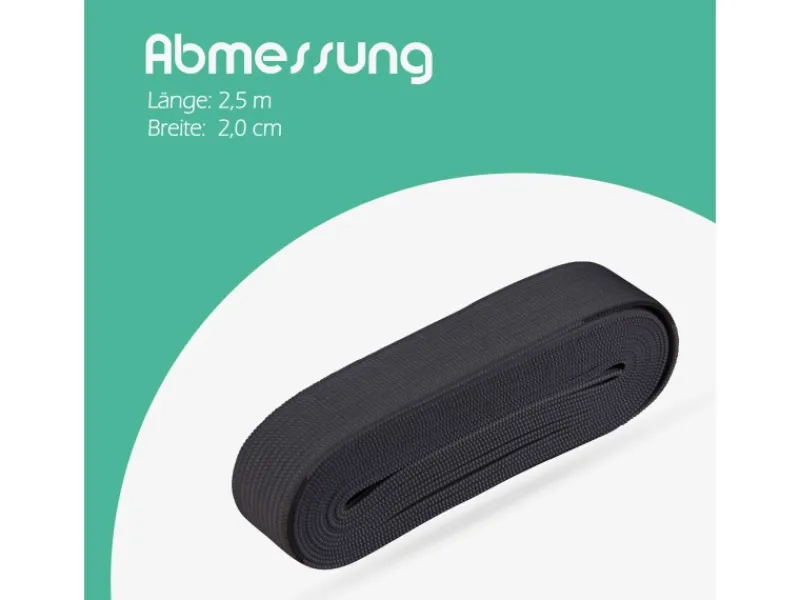 New ProHome Gummiband 2,5 m x 2,0 cm Schwarz
